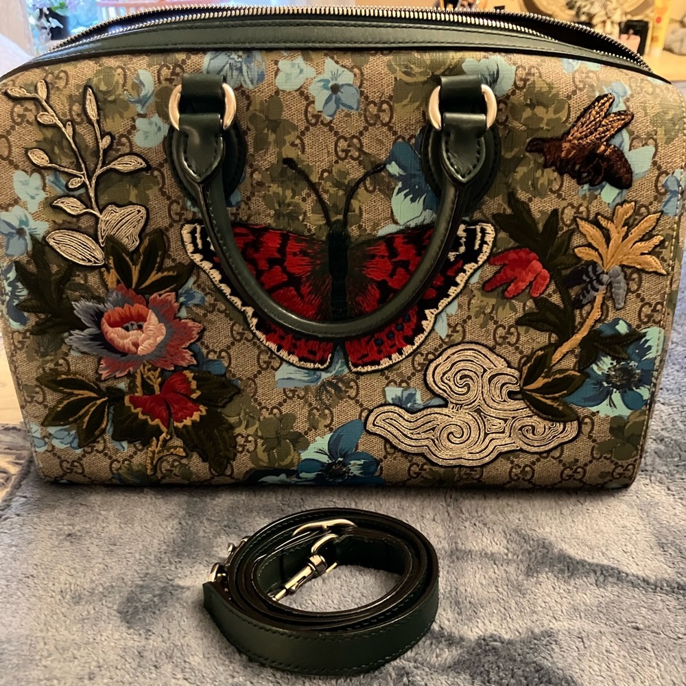 Gucci Boston Bag Butterfly, Flowers and Gucci monogram